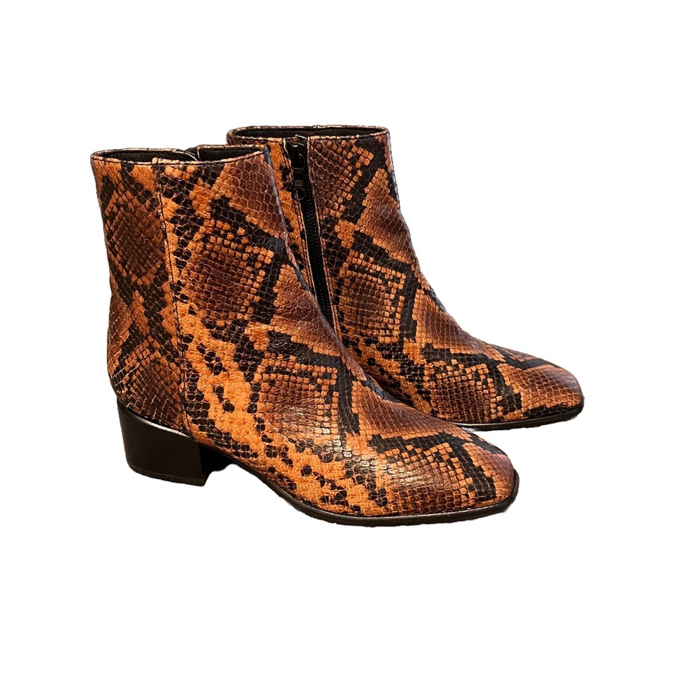 NEW Rag & Bone Aslen Snakeskin Leather Golden Brown Sz 5.5 Ankle Boots